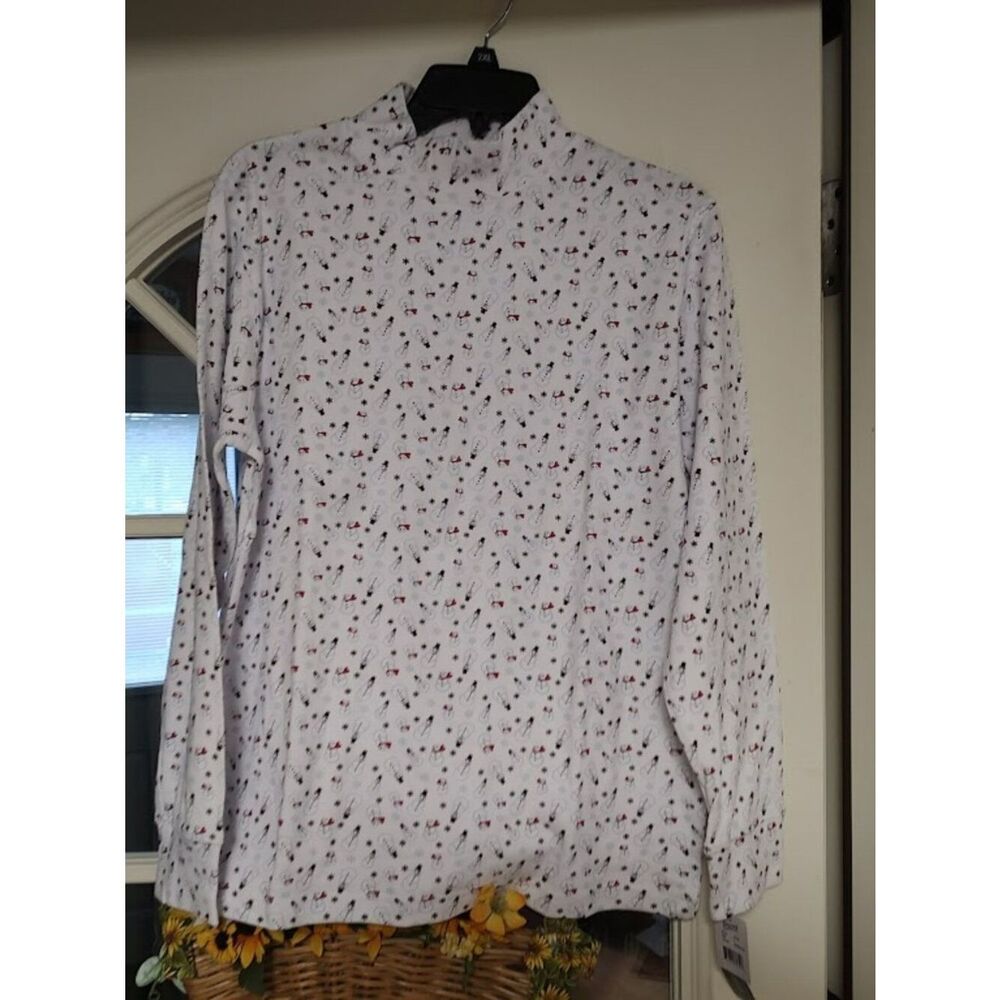 New Hasting & Smith White Snowmen High Neck Long Sleeve Shirt Size Women's L